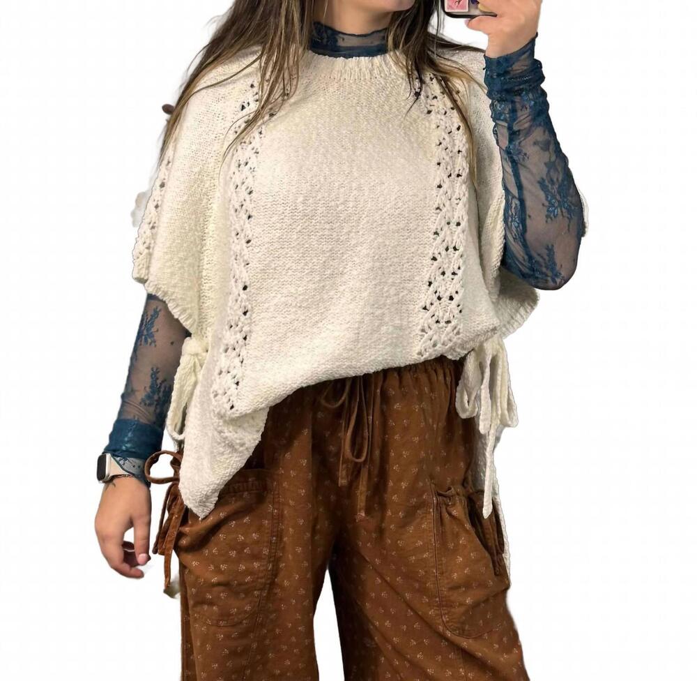 NEW EASEL cecilia side tie sweater poncho in off white